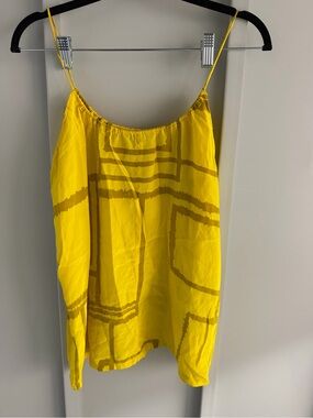 Tucker by Gaby Basora 100% Silk Chartreuse Yellow Geometric Cami M